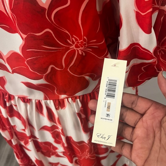 NWT Eliza J Red and White Dress Size 12 - Picture 3 of 7